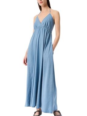 Robert Rodriguez Sky Blue Maxi Dress Med Large 10 NWT Halter Summer